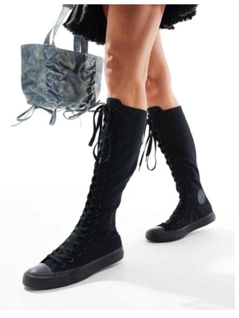 Converse All Stars Women's Tall Lace-Up Knee-High Sneakers - Black